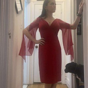 Eric Gaskins Designer Red 100% Silk Cocktail Dress, Prom, Size S-M MSRP $500+